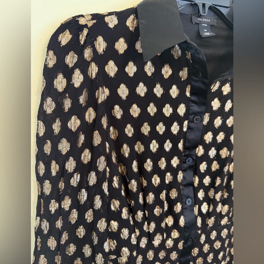 Halogen Foil Dot Empire Waist Shirtdress *GREAT USED CONDITION* - Picture 7 of 13